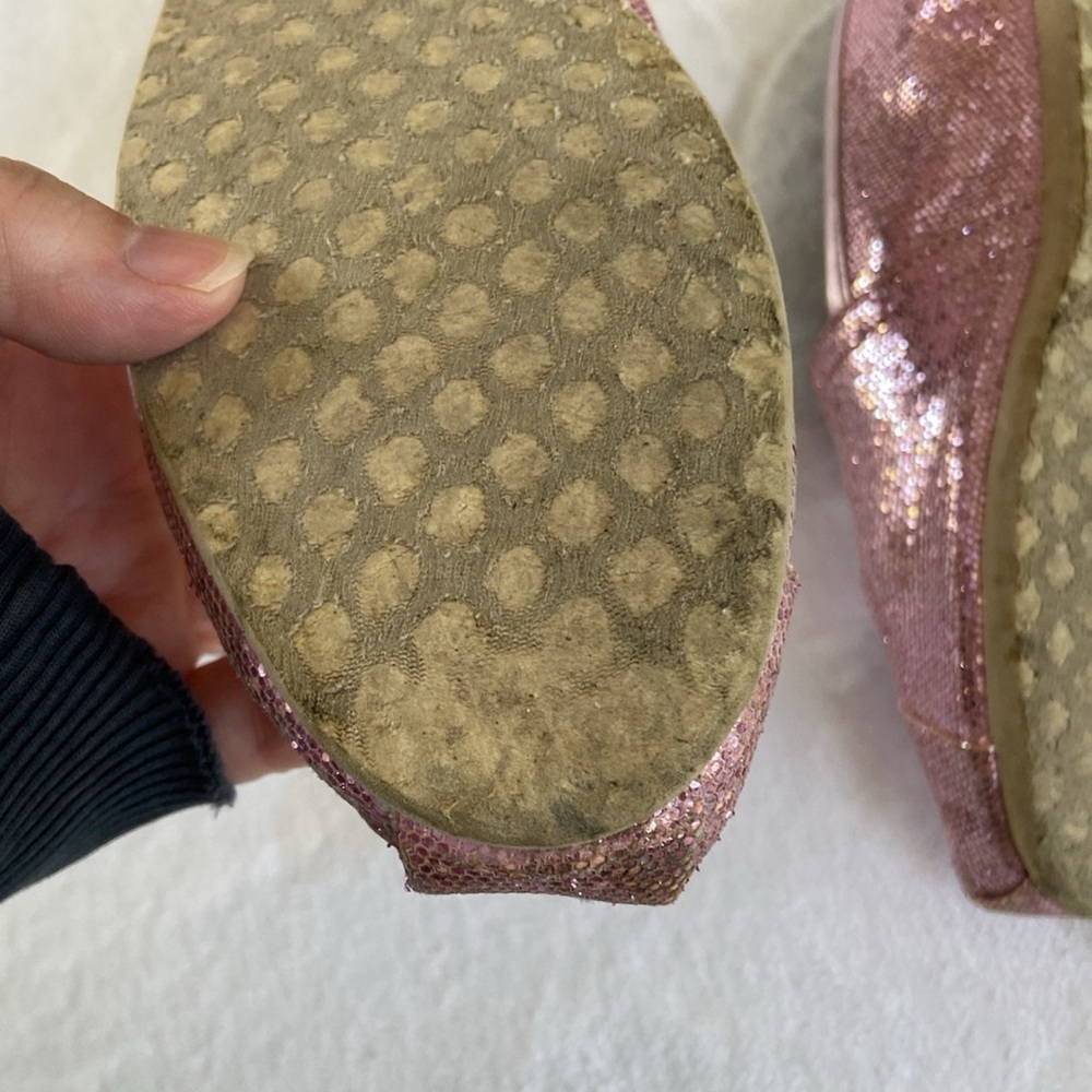 TOMS Shimmering Pink Slip-Ons - Picture 6 of 8